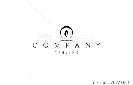 Vector logo on which an abstract image of a candle flame in a circle. 76723611