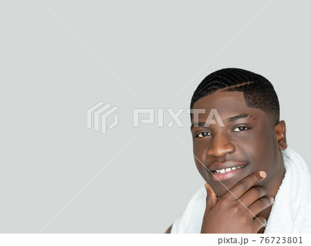 handsome black man morning grooming facial care 76723801