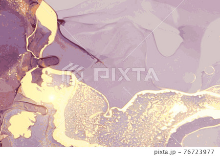 Purple and gold stone marble texture. Alcohol ink technique 76723977