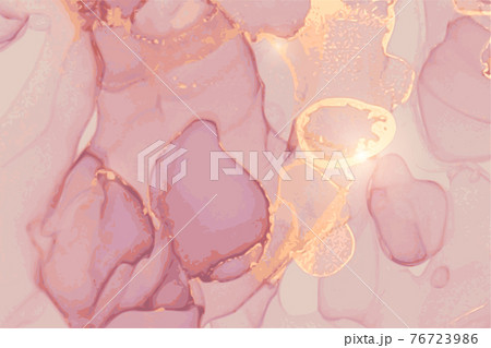 Pink, purple and gold stone marble texture. Alcohol ink technique 76723986