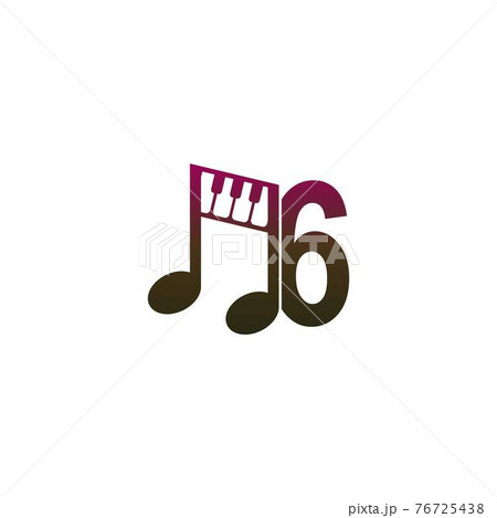 Number 6 logo icon with musical note design symbol template 76725438