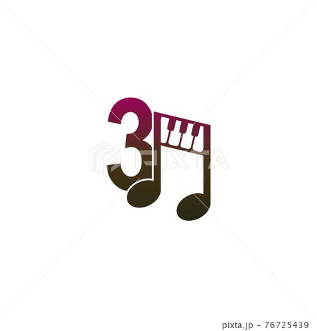 Number 3 logo icon with musical note design symbol template 76725439