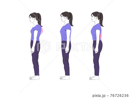 女性の姿勢イラストのイラスト素材