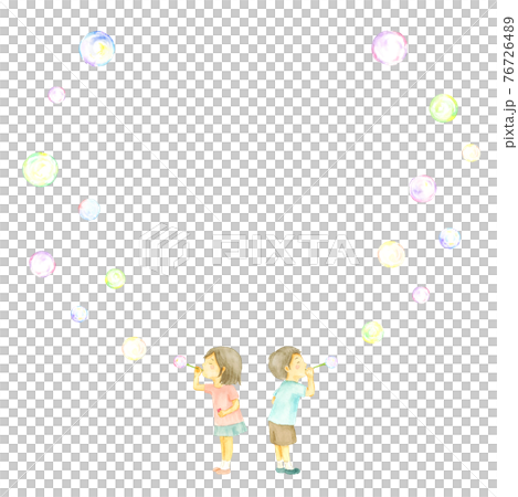 Watercolor illustration frame for children playing with soap bubbles Watercolor illustration frame for children playing with soap bubbles 76726489