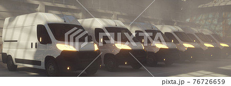 Van delivery transportation truck park, 3d illustration Van delivery transportation truck park, 3d illustration 76726659