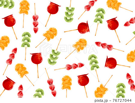 カラフルなフルーツ飴柄 背景 水彩ベクターイラストのイラスト素材