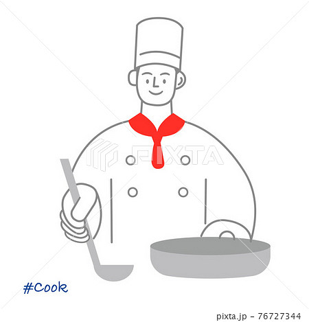 職業イラスト Cook フライパンを持つ男性シェフのイラスト素材