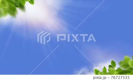 空と葉っぱのさわやかな背景 複数のバリエーションがありますのイラスト素材