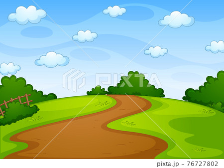 Empty park landscape scene Empty park landscape scene 76727802