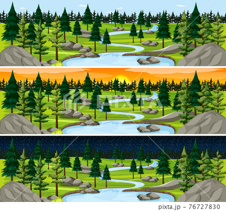 Nature landscape scene at different times of day 76727830