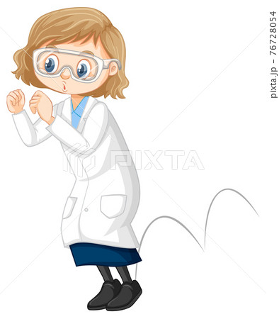 Cute girl cartoon character wearing science lab coat Cute girl cartoon character wearing science lab coat 76728054