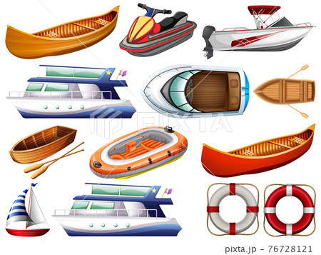 Set of different kind of boats and ship isolated on white background Set of different kind of boats and ship isolated on white background 76728121