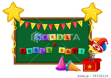 April Fool's Day font logo on chalkboard with Jester April Fool's Day font logo on chalkboard with Jester 76728124