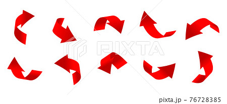 Gradient red curved arrows 3d realistic set vector 76728385