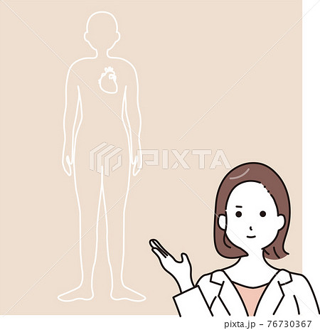 人体の説明をする女性医師 人体の説明をする女性医師 76730367