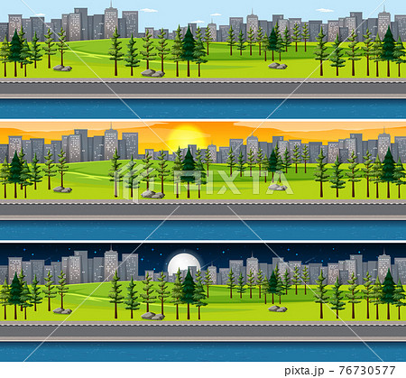 Park landscape in different time in a day 76730577