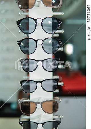 a set of glasses on a special eyeglass shelf a set of glasses on a special eyeglass shelf 76731066