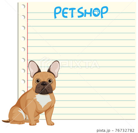 Dog on the empty note template 76732782