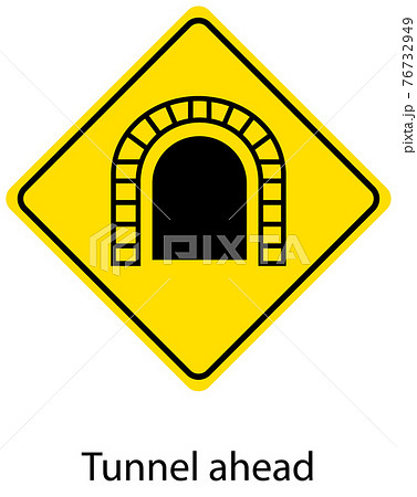 Yellow traffic warning sign on white background Yellow traffic warning sign on white background 76732949