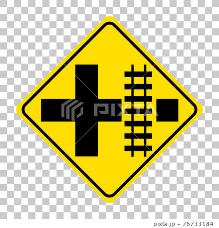 Yellow traffic warning sign on transparent background Yellow traffic warning sign on transparent background 76733184