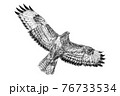 Hand drawn Common Buzzard hawk, sketch graphics monochrome illustration 76733534