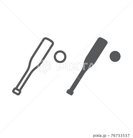 Baseball line and glyph icon, game and sport, baseball bat sign, vector graphics, a linear pattern on a white background, Baseball line and glyph icon, game and sport, baseball bat sign, vector graphics, a linear pattern on a white background, 76733537