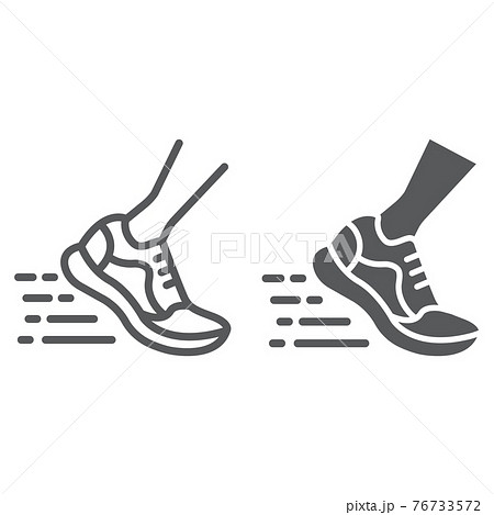 Running fast line and glyph icon, footwear and sport, sport shoes sign, vector graphics, a linear pattern on a white background, 76733572