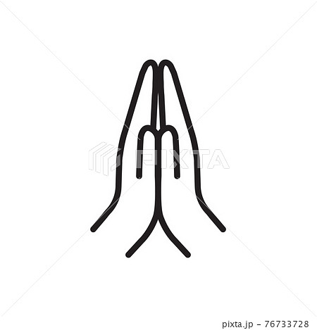 Hands Folded In Prayer Line Icon Vector For のイラスト素材