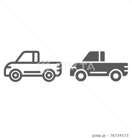 Pickup line and glyph icon, van and auto, car sign, vector graphics, a linear pattern on a white background. 76734573