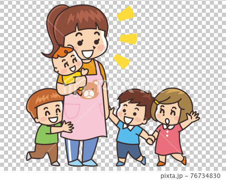 笑顔の保育士と園児 保育園 幼稚園 笑顔の保育士と園児 保育園 幼稚園 76734830