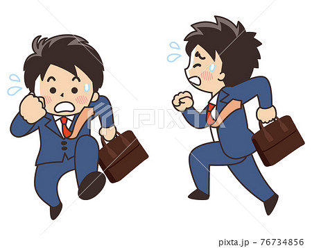 急いで走るビジネスマン　遅刻 76734856