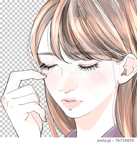 Woman with long eyelashes Woman with long eyelashes 76734859