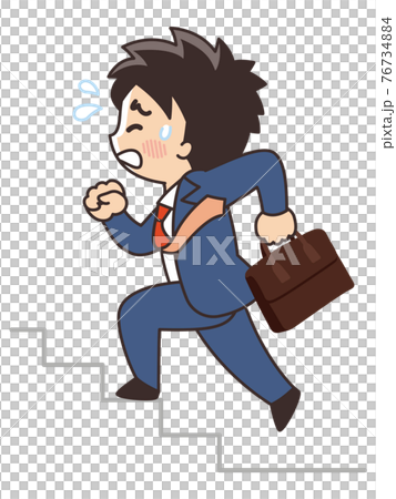 階段を駆け上るビジネスマン　遅刻 76734884