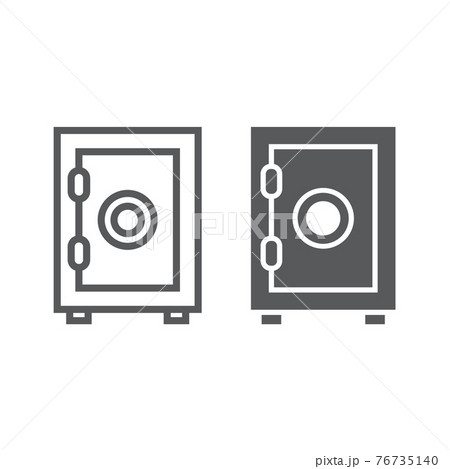 Safe box line and glyph icon, deposit protection 76735140