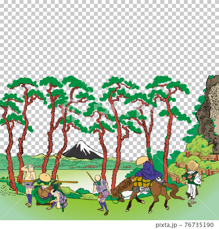 Katsushika Hokusai image Tokaido Hodogaya bright version square white background 76735190