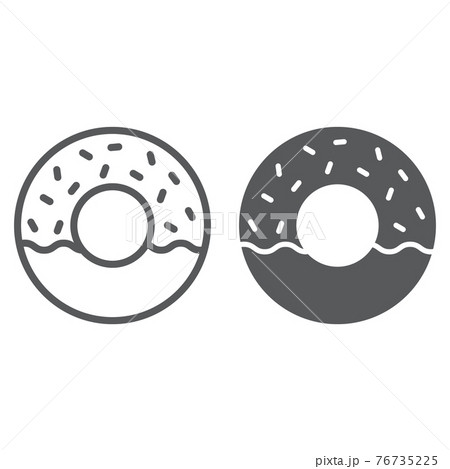 Donut line and glyph icon, food and sweet, cake Donut line and glyph icon, food and sweet, cake 76735225
