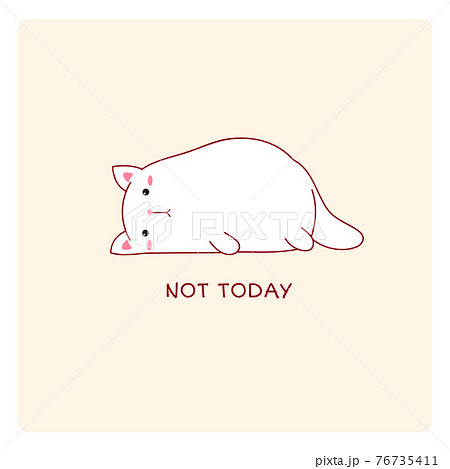 Square card with a lying lazy cat 76735411