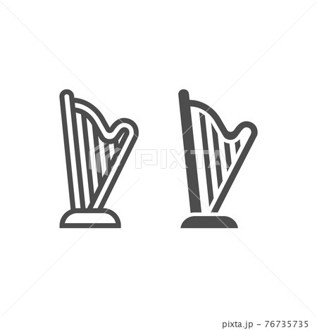 Harp line and glyph icon, music and ancient, instrument sign, vector graphics, a linear pattern on a white background. 76735735