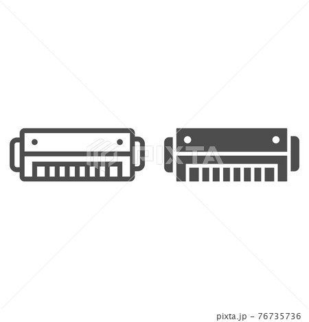 Harmonica line and glyph icon, music and blues, instrument sign, vector graphics, a linear pattern on a white background 76735736