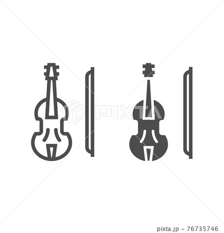 Violin Line And Glyph Icon Musical And のイラスト素材