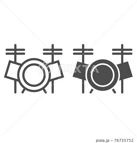 Drum set line and glyph icon, music and instrument, drum kit sign, vector graphics, a linear pattern Drum set line and glyph icon, music and instrument, drum kit sign, vector graphics, a linear pattern 76735752
