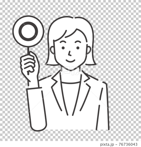 マルを出す女性社員 76736043