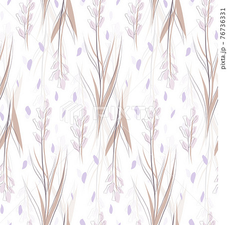 Delicate floral pattern. Wallpaper with hand drawn sketch of flowers with petals on a white background. Vector texture 76736331