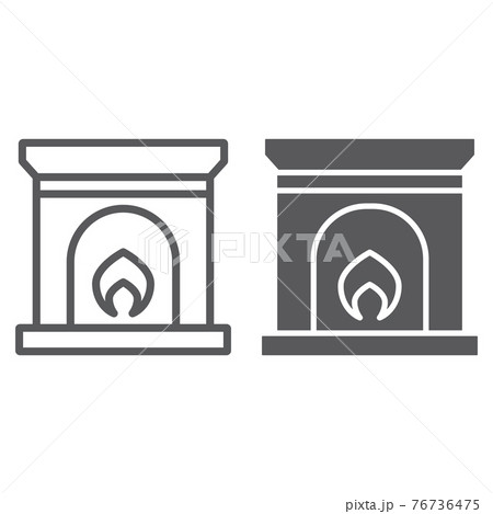 Fireplace line and glyph icon, home and interior, fire sign, vector graphics, a linear pattern on a white background. Fireplace line and glyph icon, home and interior, fire sign, vector graphics, a linear pattern on a white background. 76736475