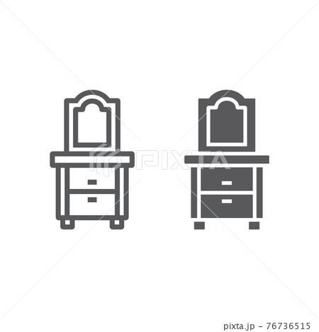 Dresser line and glyph icon, home and furniture, cabinet sign, vector graphics, a linear pattern on a white background. 76736515