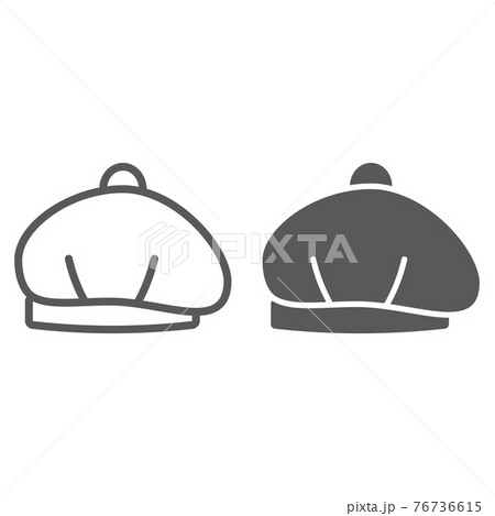 Beret line and glyph icon, hat and clothing, cap sign, vector graphics, a linear pattern on a white background. 76736615