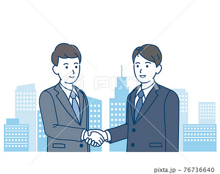 握手をするスーツ姿の男性 商談 契約 挨拶 イラスト素材 握手をするスーツ姿の男性 商談 契約 挨拶 イラスト素材 76736640