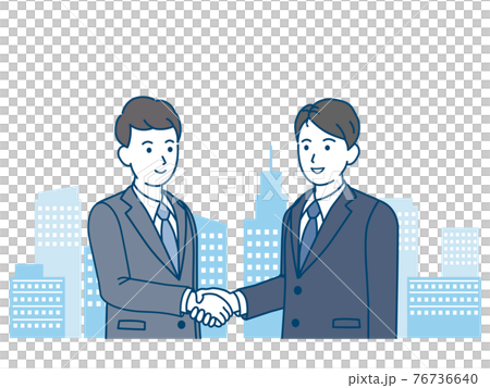 西裝男握手商務談判合同問候插畫素材 76736640