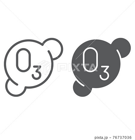 Ozonation line and glyph icon, formula and ozone, molecule sign, vector graphics, a linear pattern 76737036
