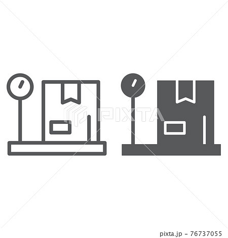 Weight scale line and glyph icon, freight and shipping, cargo scale sign, vector graphics, a linear pattern on a white background. 76737055